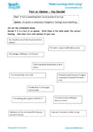 Worksheets for kids - fact-or-opinion-you-decide